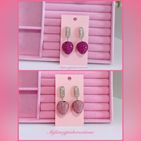 Strawberry rhinestone earrings - Picture 1 of 5
